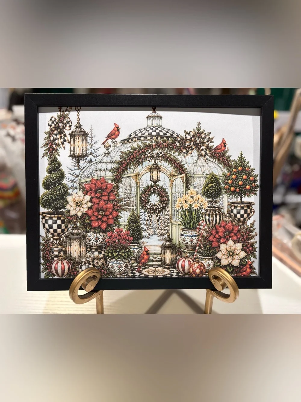Iconic Checkered Festive Garden Conservatory Framed 8x10 Art